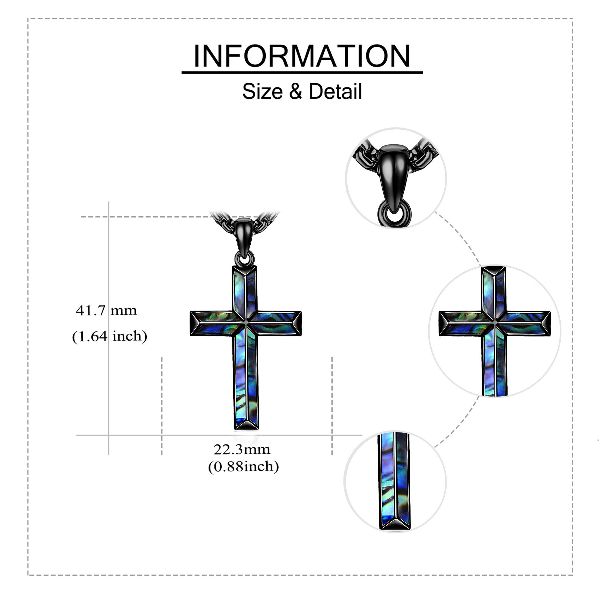 925 Sterling Silver Abalone Shell Cross Necklace, Daily Wear